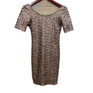 Alice + Olivia Bronze Sequin Cocktail Low Back Mini Dress Open Back 4